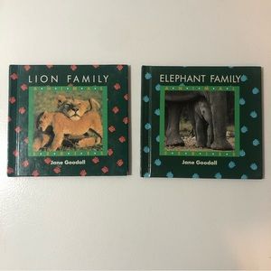 Jane Goodall Animal Series Books Lot of 2 Elephant & Lion Hardcover Wildlife